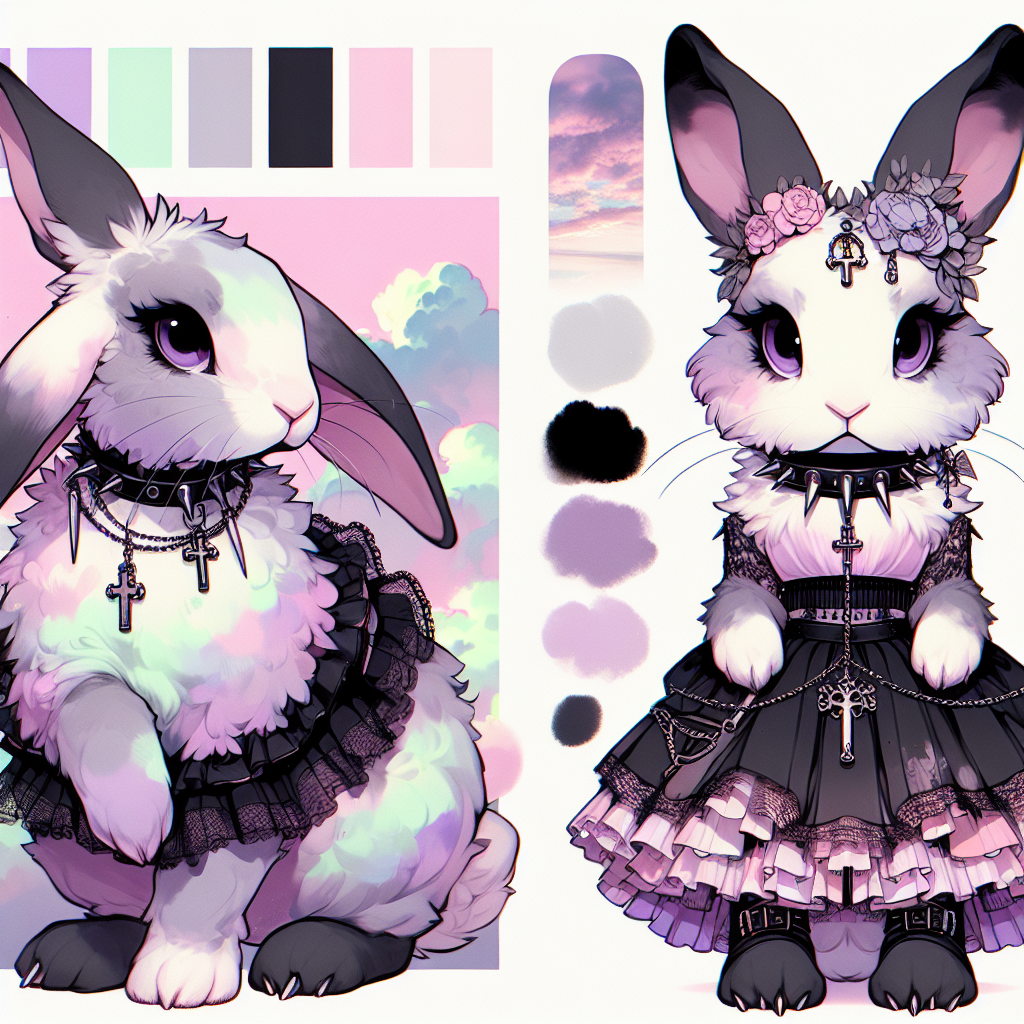 Pastel Goth Rabbit, Dark & Soft Colors Stylishly Blend, AI Art Generator