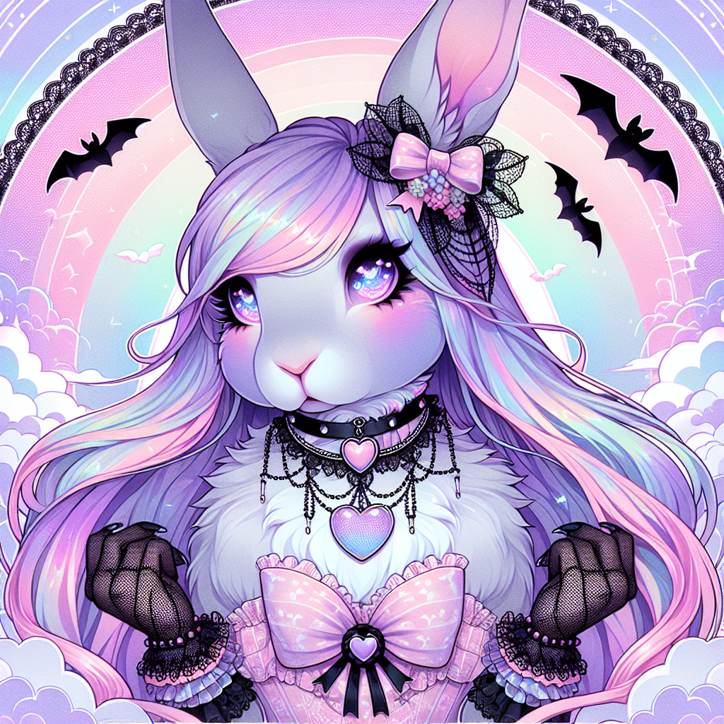 Pastel Goth Rabbit: A Subculture Fashion Icon, AI Art Generator