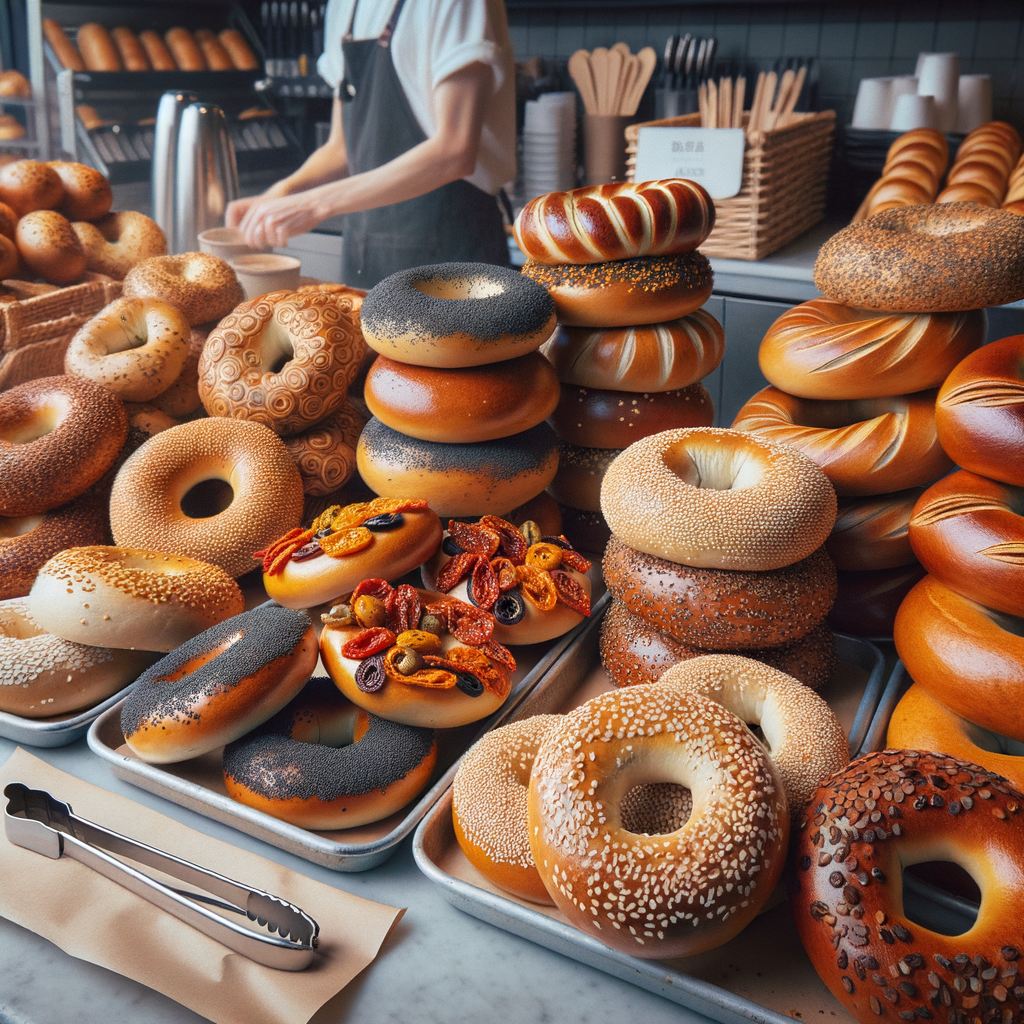 Freshly Baked Bagels: A Variety of Delicious Options | AI Art Generator |  Easy-Peasy.AI