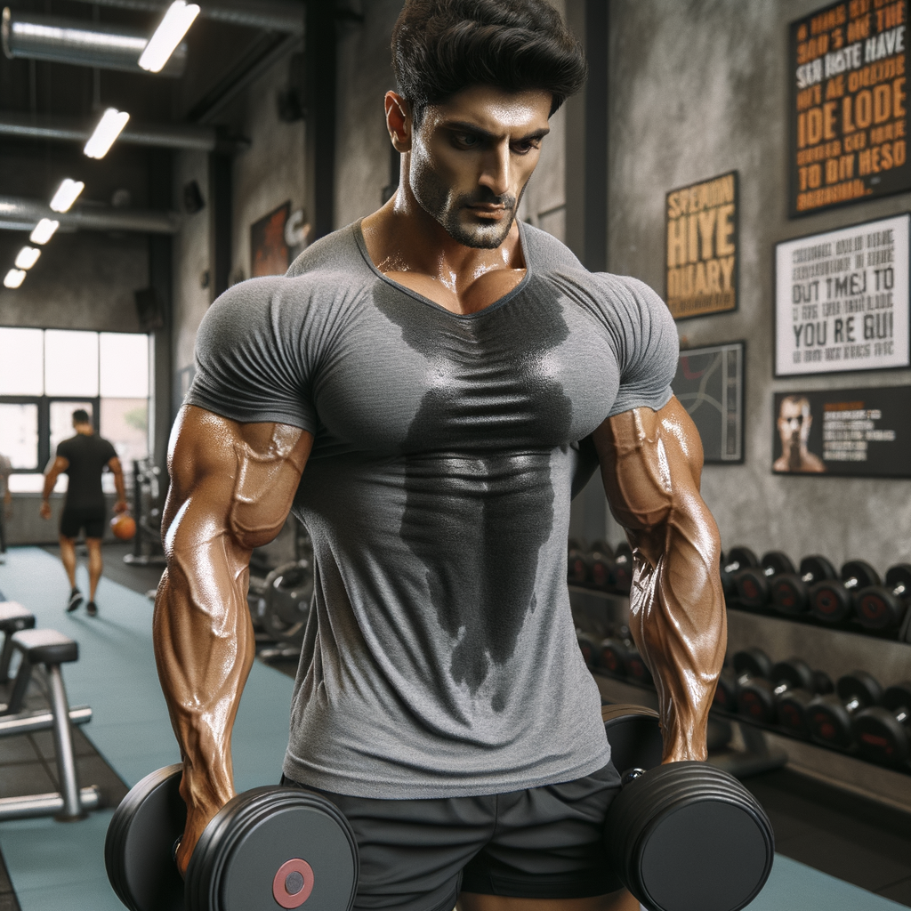 Intense Workout Session with South Asian Gym Enthusiast, AI Art Generator