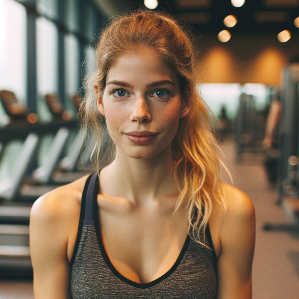 30-Year-Old Blonde Woman with Medium Chest Working Out at Fitness