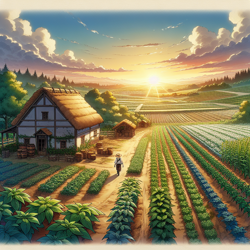Cute anime farm illustration on Craiyon