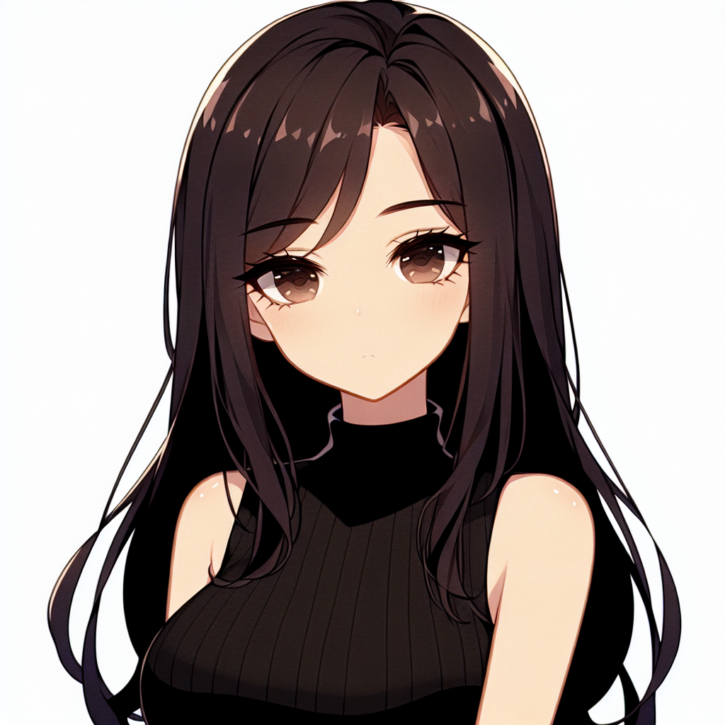 AI Art Generator: Anime girl, long red black hair, cute, vampire, black  dress, white background