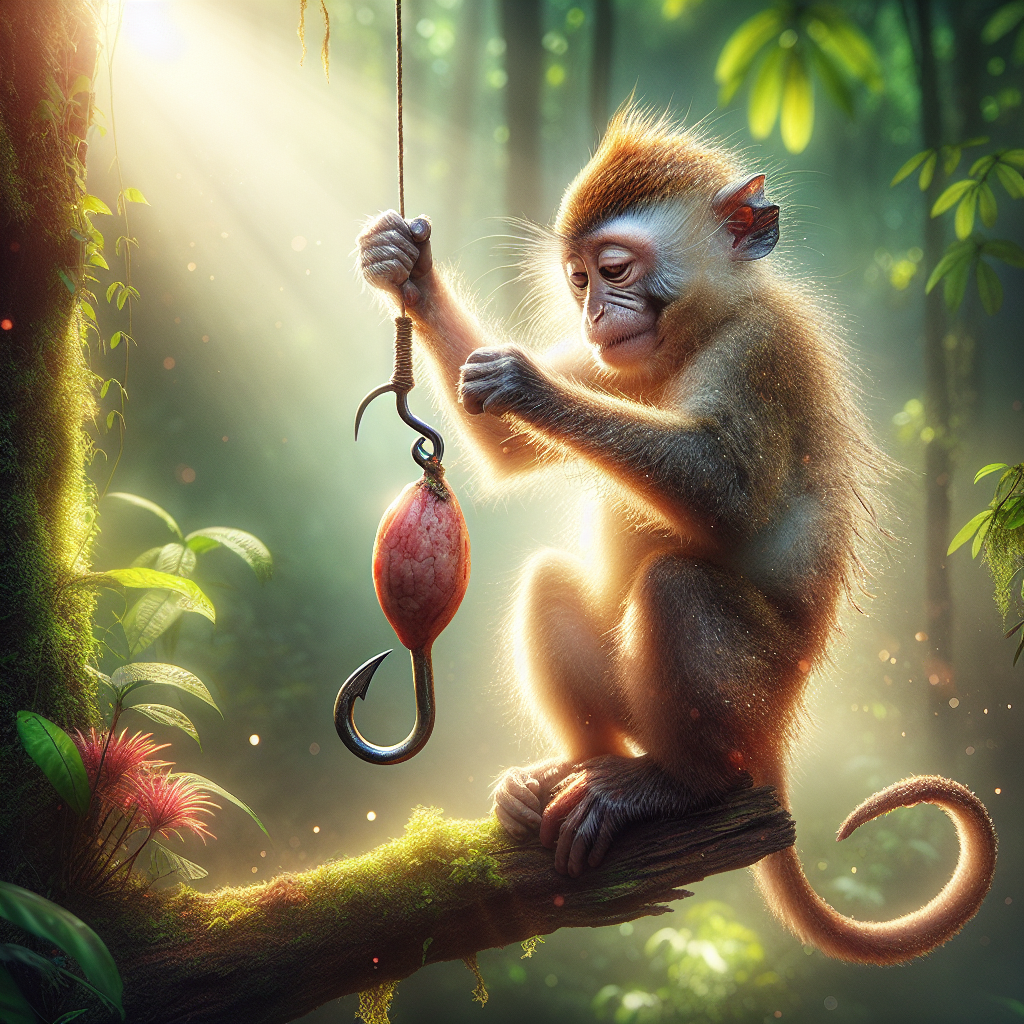 Curious Monkey Swinging Through Vibrant Jungle