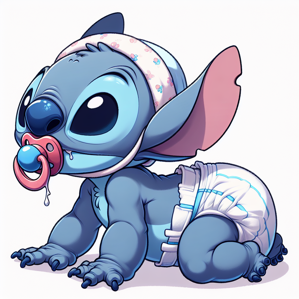 Baby Stitch Experiment 626 in Diapers and Pacifier, Newborn Baby