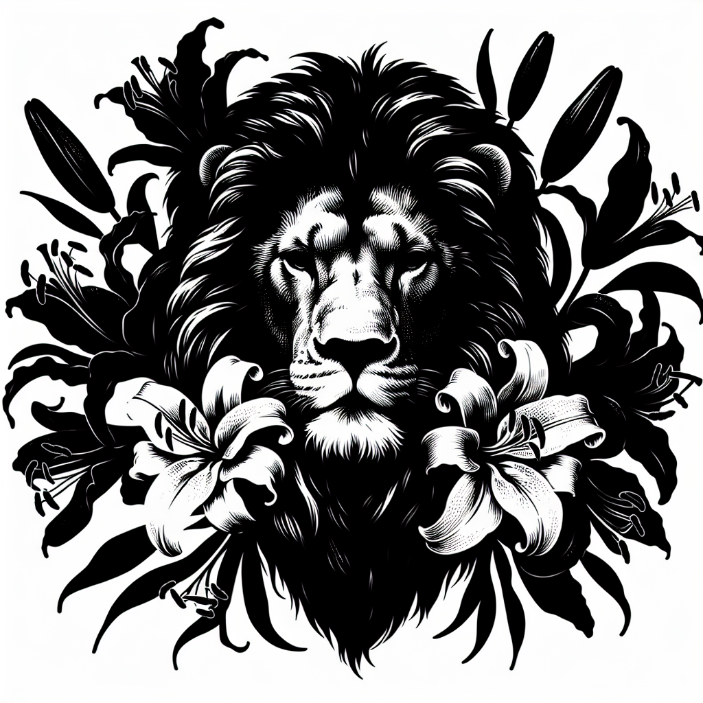 Bold Black and White Lion Tattoo with Clean Silhouette Design Stock  Illustration - Illustration of primitive, colors: 291216097