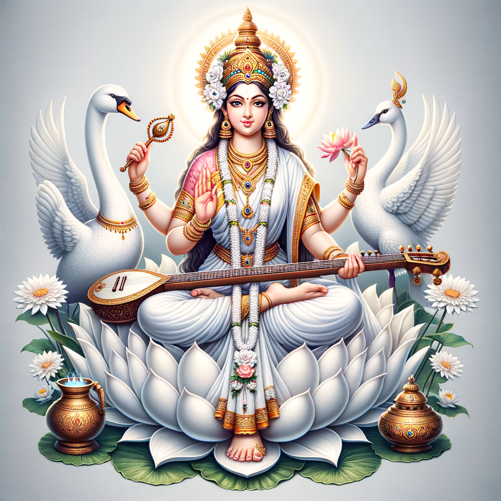 Saraswati Vector Art & Graphics | freevector.com