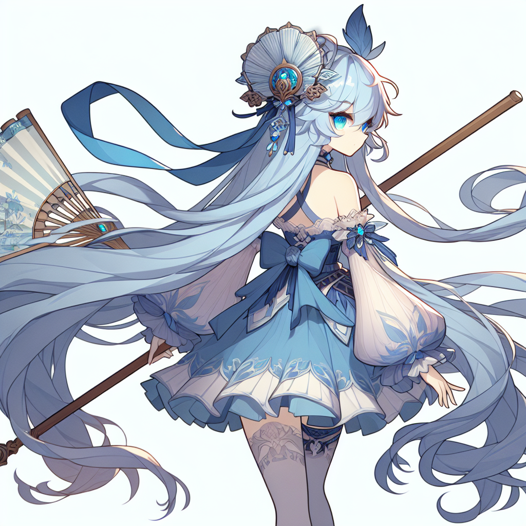 Konosuba Aqua: Elegant Fictional Character in Blue and White Dress | AI Art  Generator | Easy-Peasy.AI