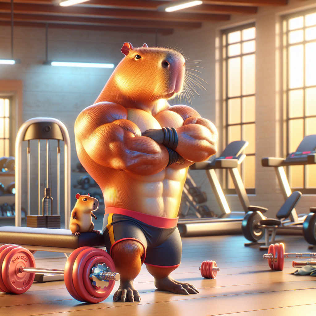Super Capybara Gym Workout with Baby: Power Unleashed