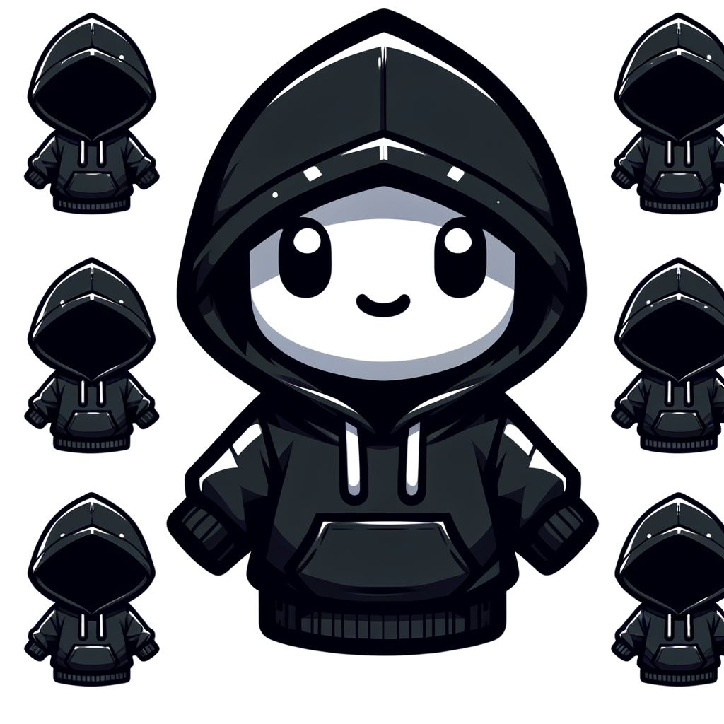 Mini Black Cartoon-Style Hoodie in All Sides View | AI Art Generator |  Easy-Peasy.AI