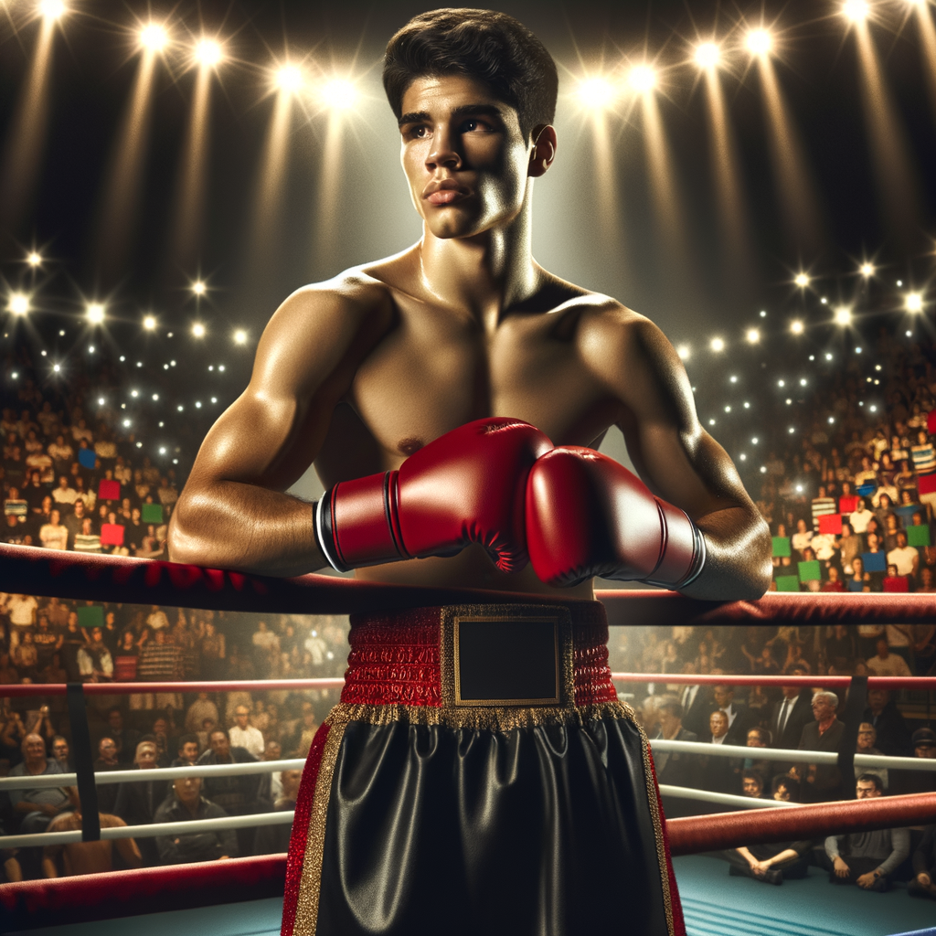 Young Female Boxer in Boxing Ring with Sports Bra, AI Art Generator