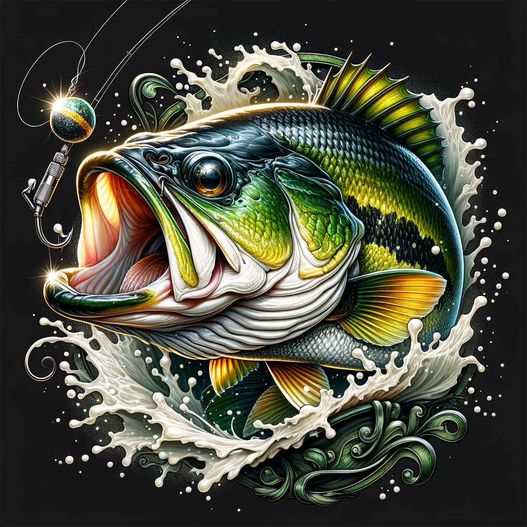 Dynamic Bass Fish Illustration with Vivid Motion Capture