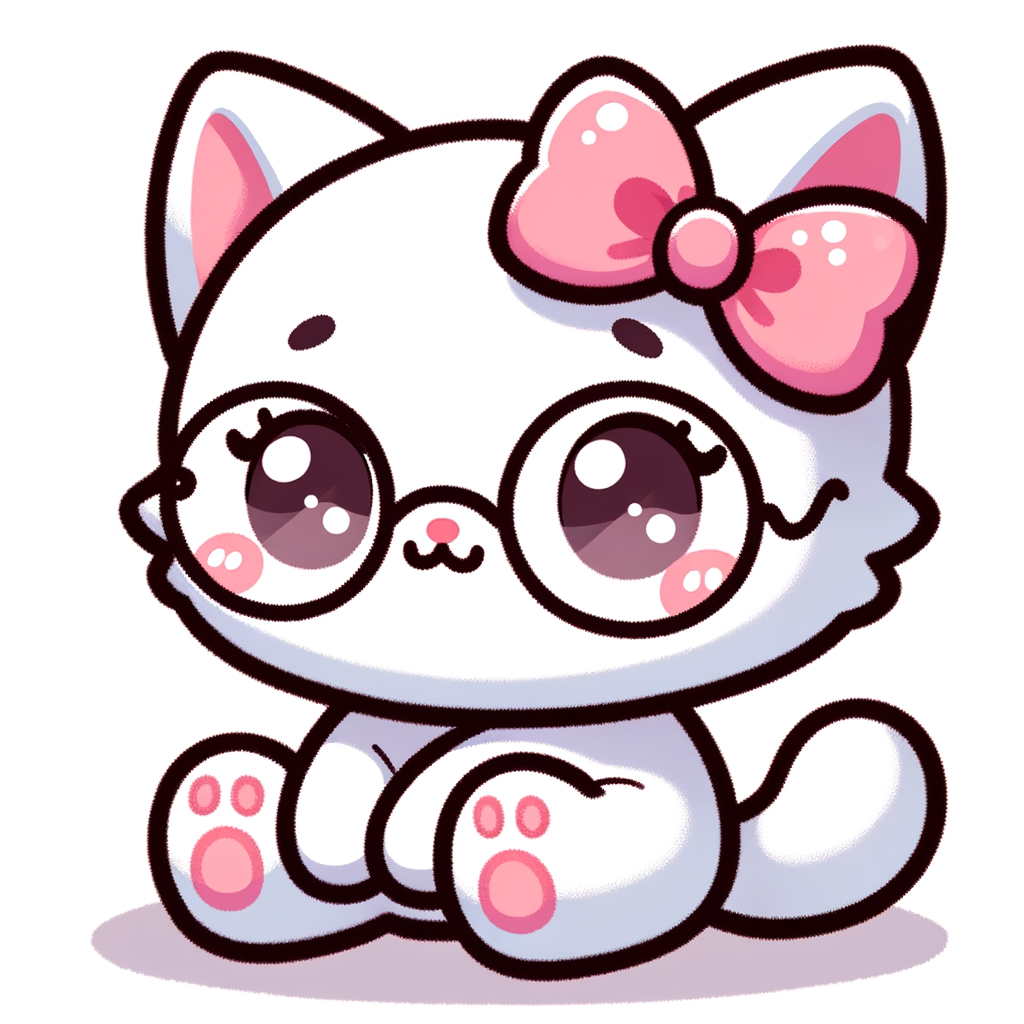 Adorable Hello Kitty with Oval Glasses in Kawaii Style, AI Art Generator