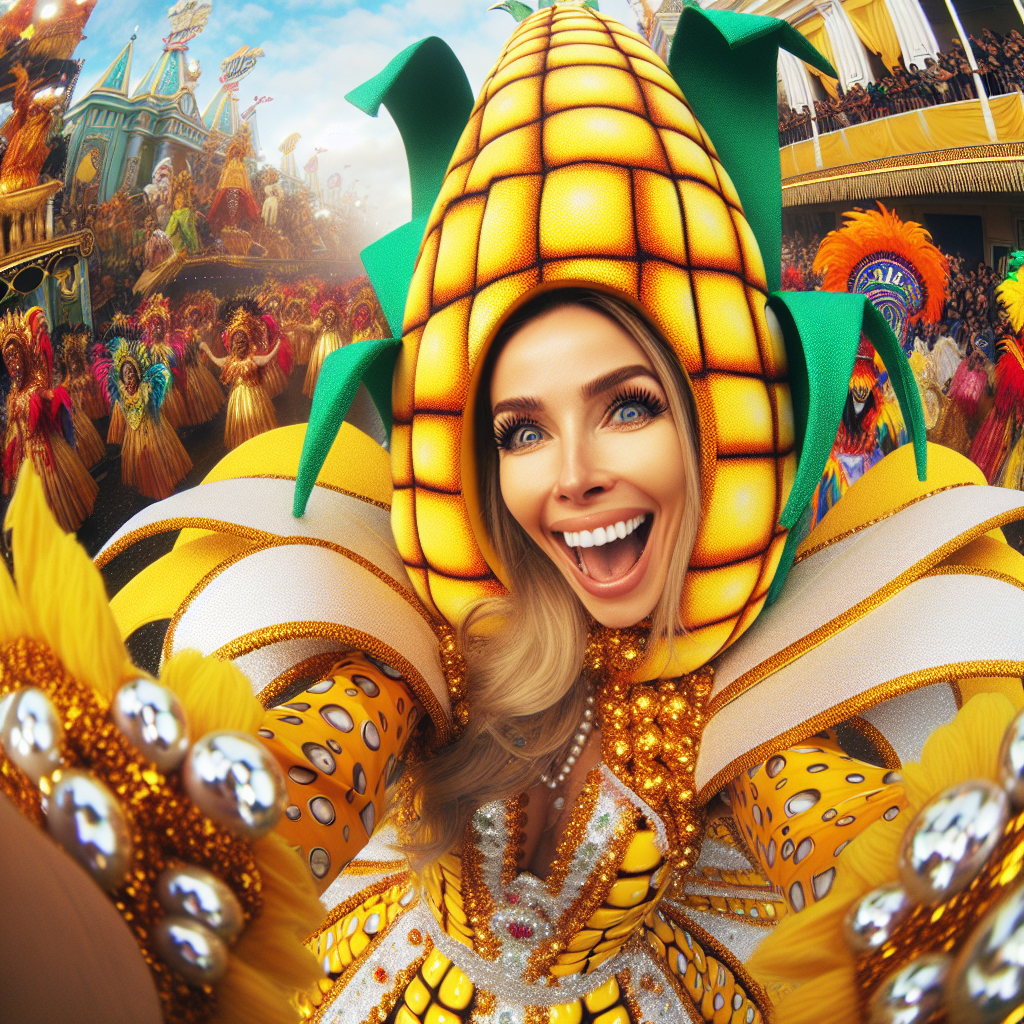 Colorful Corn Costume at Festive Carnival