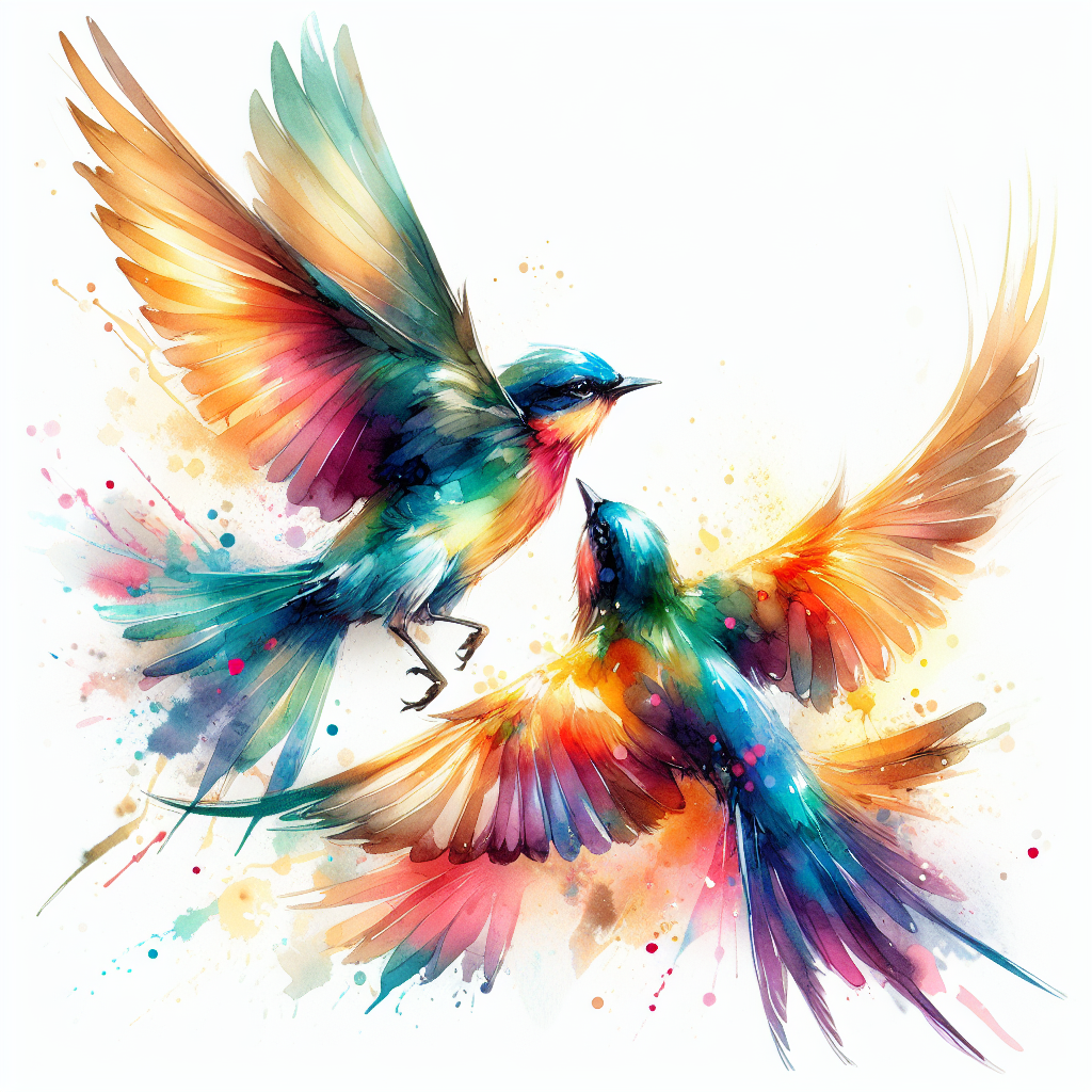 Silhouette of watercolour flying birds on white background. Inspirational  watercolor paint trendy body flash temporary sticker template tattoo art.  Vector. Stock Vector | Adobe Stock