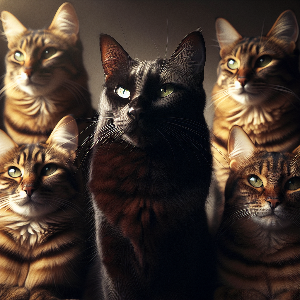 Cute Cats Group - Black and Brown with Soft Stripes