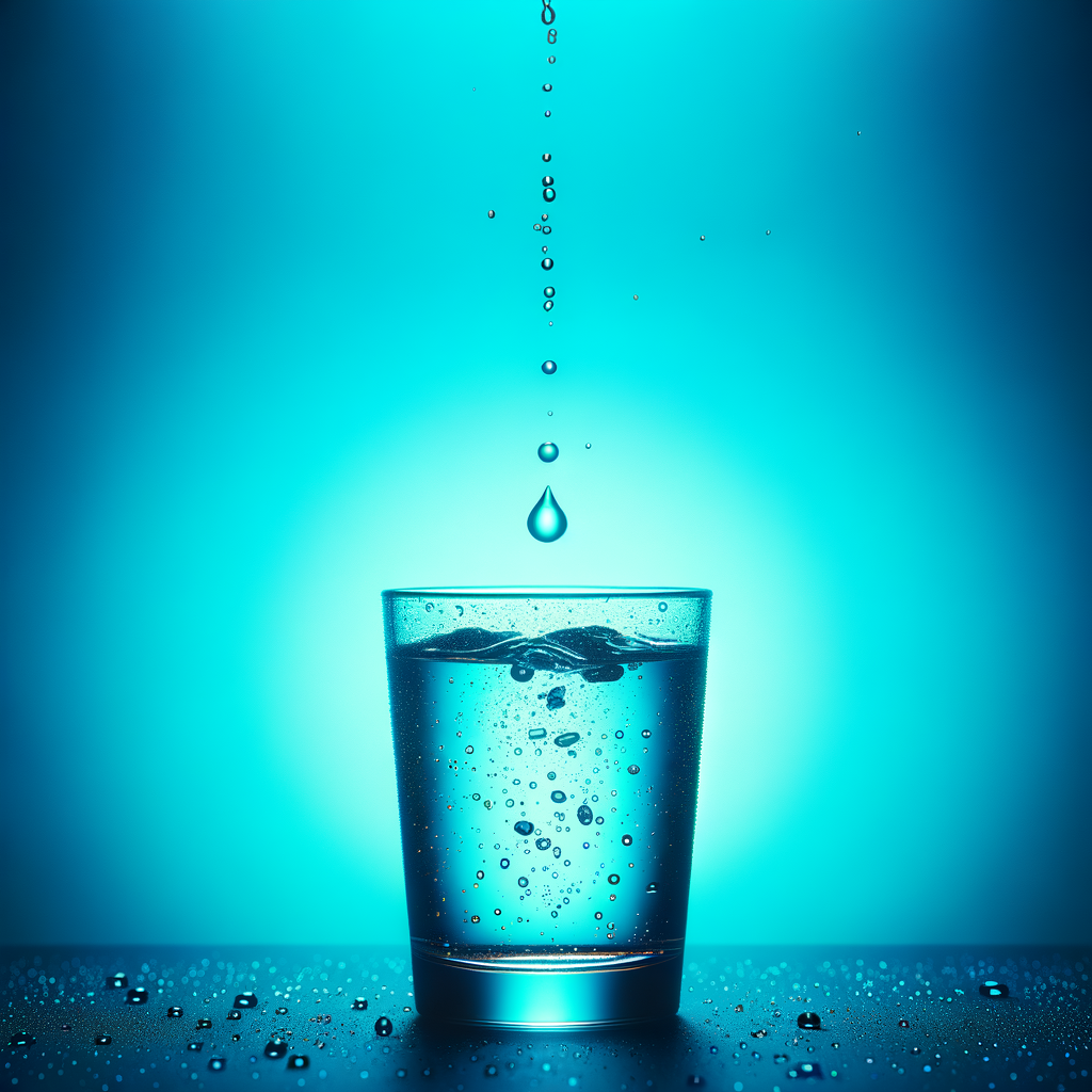 Glass cup pouring water drop nature liquid blue Vector Image