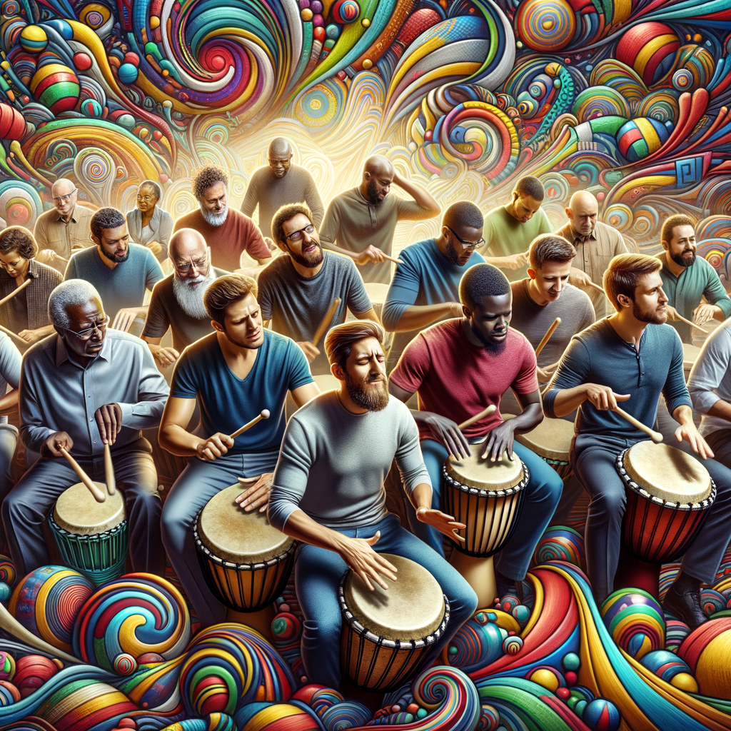 Djembe Drummers \u0026 Colorful AbstractDjembe Drummers \u0026 Colorful Abstract  